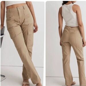 Madewell Garment-Dyed 90s Straight Leg Cargo Pant High Rise Khaki Tan Women's 27